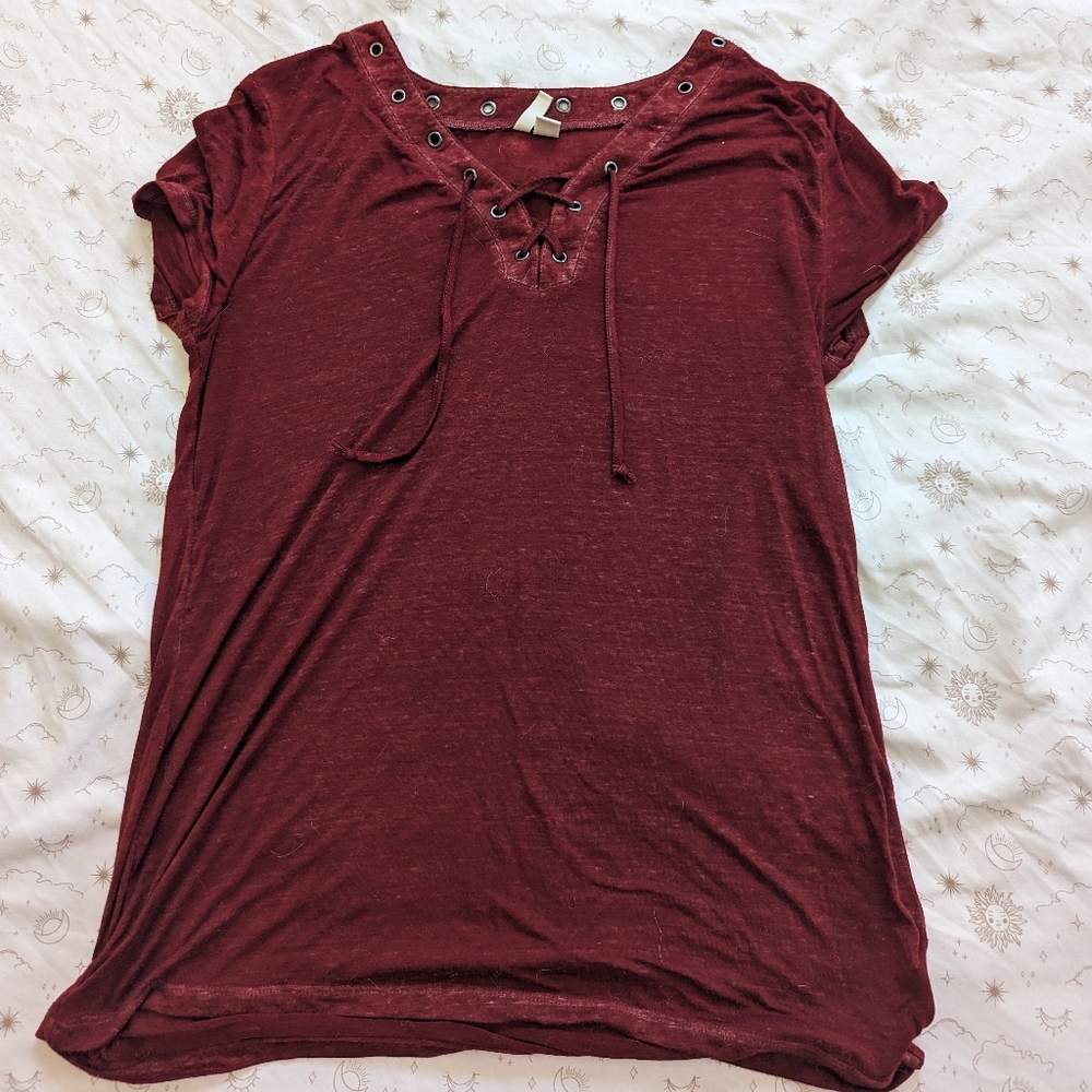 Cato laced up maroon top